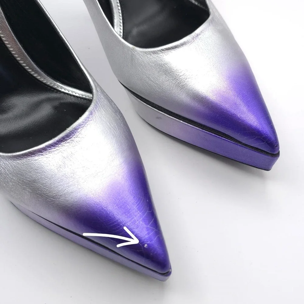 TOM FORD Size EU 39 Ombré‎ Cone Heel Platform Pumps Cone Silver Mauve Women's